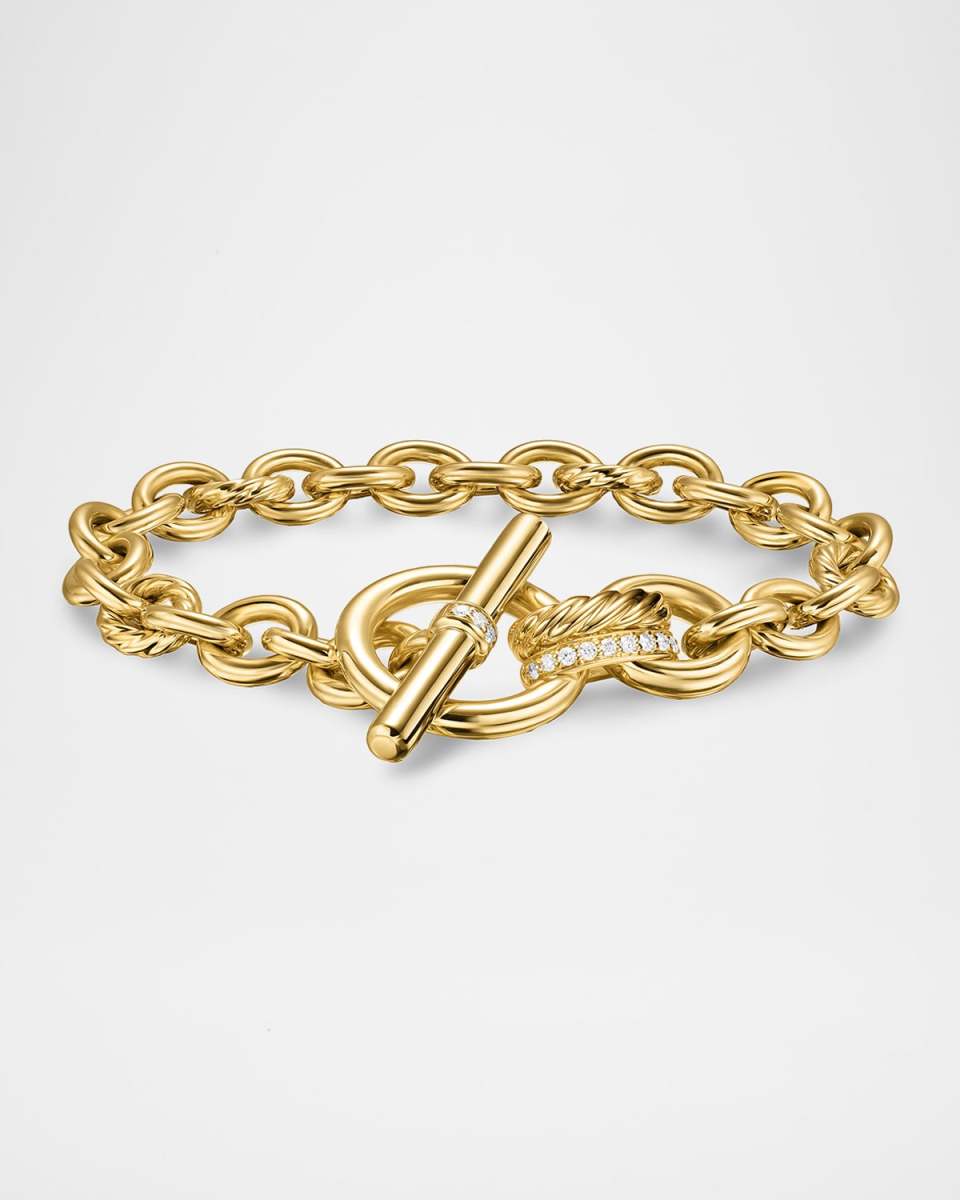 DY Mercer Single-Row Toggle Necklace with Diamonds in 18K Gold, 8-12.5